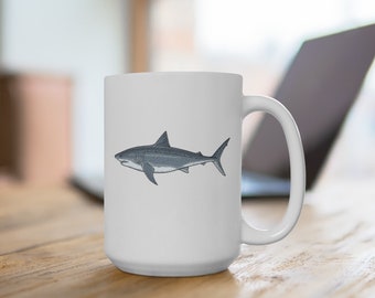 Great White Shark Mug, Ceramic Coffee Cup, Shark Lover Gift