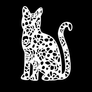 Cat Car Decal Cat Floral Sticker Car Sticker Cat Lover Gifts for Cat Lovers Car Sticker