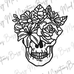Skull - Floral Car Decal- Skull Floral Car Decal- Car Accessories- Car Sticker- Sticker- Laptop Sticker- Skull Gifts
