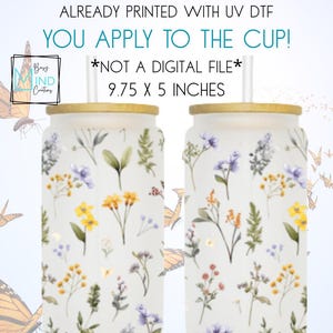 Floral Cup Wrap, Floral 16 OZ Cup Wrap, 16 OZ Cup Wrap, Libbey Glass Cup Wrap, Cup Sticker, Sticker, UV Dtf Sticker, Sticker,Floral,Flowers
