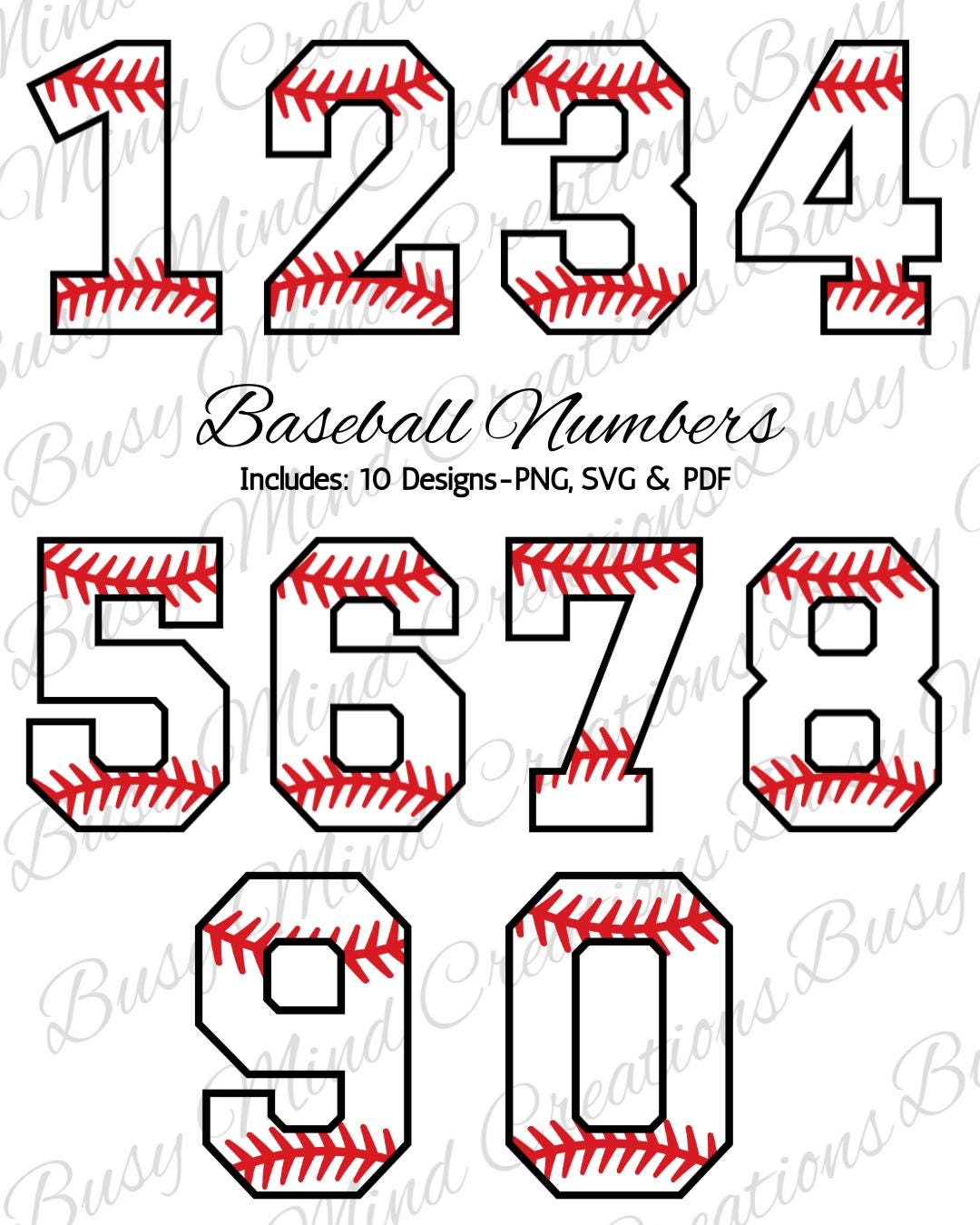 Baseball Numbers SVG, Baseball Numbers, Sports Numbers, Bundle SVG, 10 ...