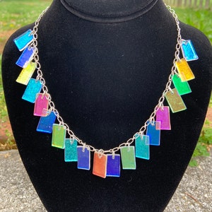 Fused Clear Reflective Dichroic Necklace