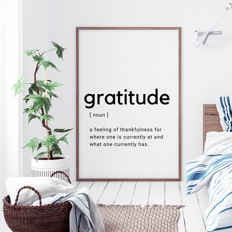 Gratitude Definition Wall Art Gratitude Sign Grateful Quote Etsy