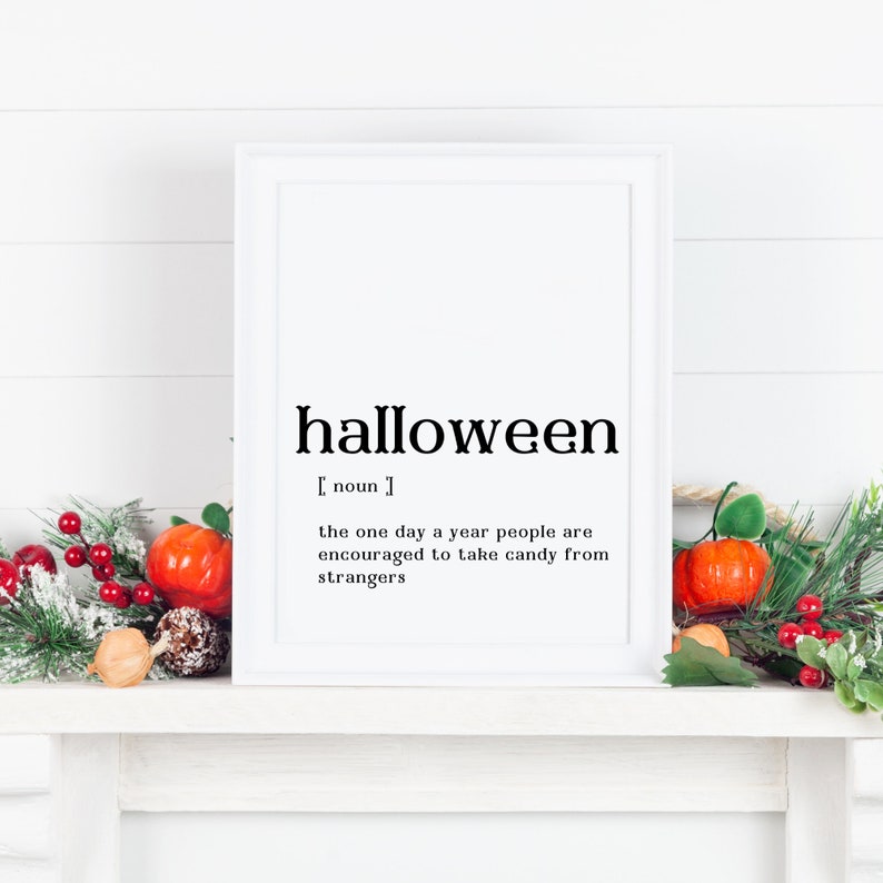 Halloween Definition Funny Halloween Sign Definition Print Etsy