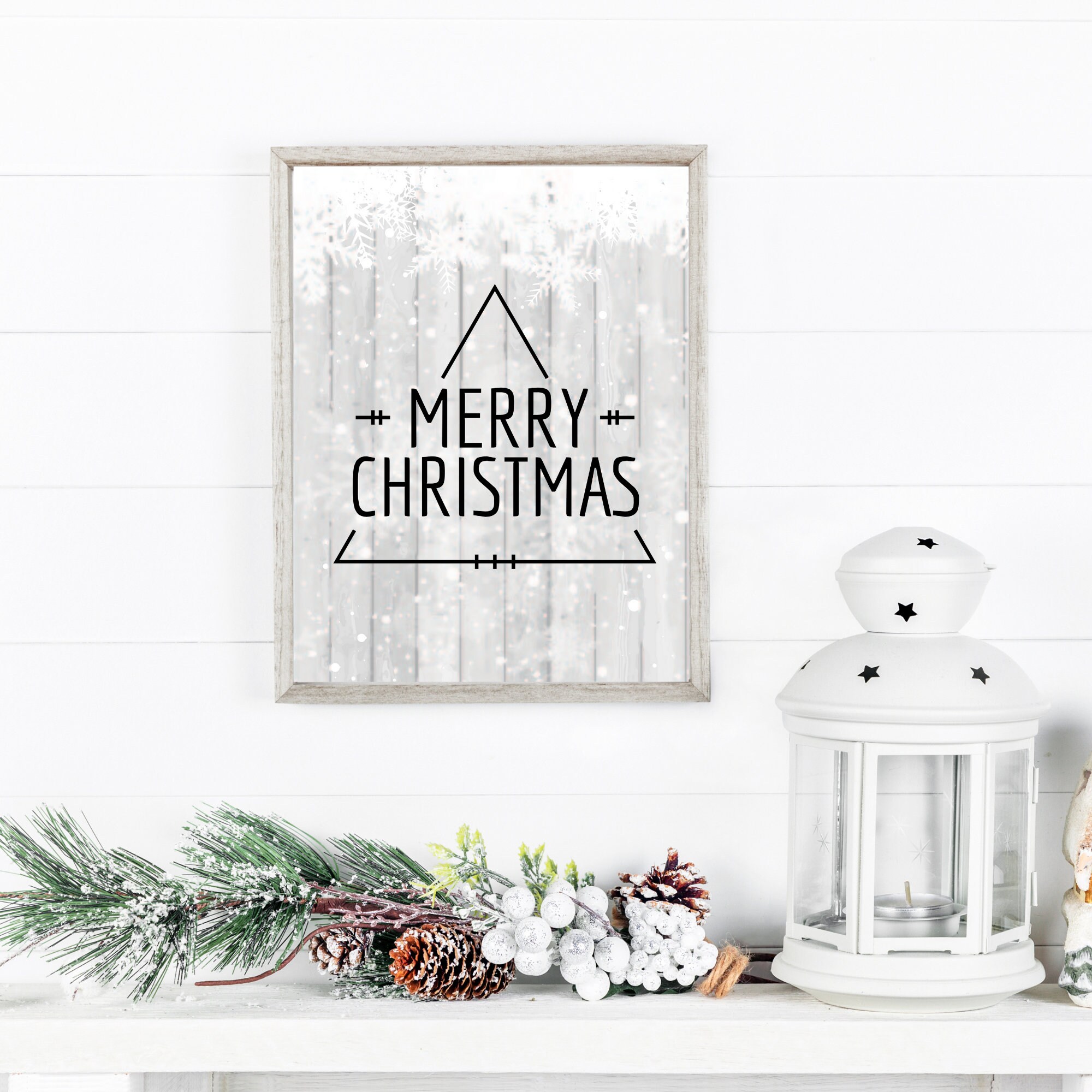 Merry Christmas Sign Holiday Aesthetic Printable Art Modern | Etsy