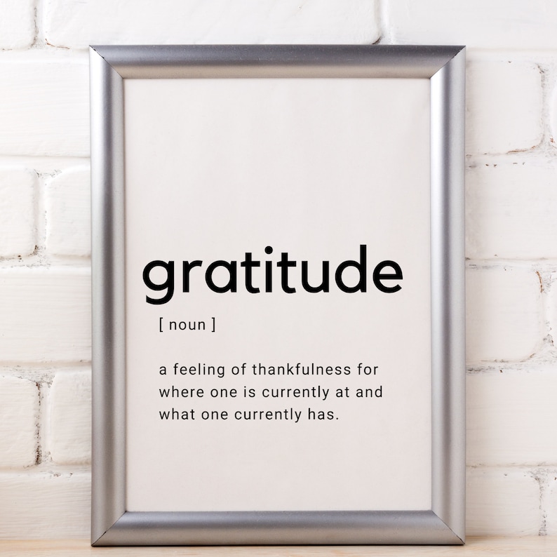 Gratitude Definition Wall Art Gratitude Sign Grateful Quote Etsy