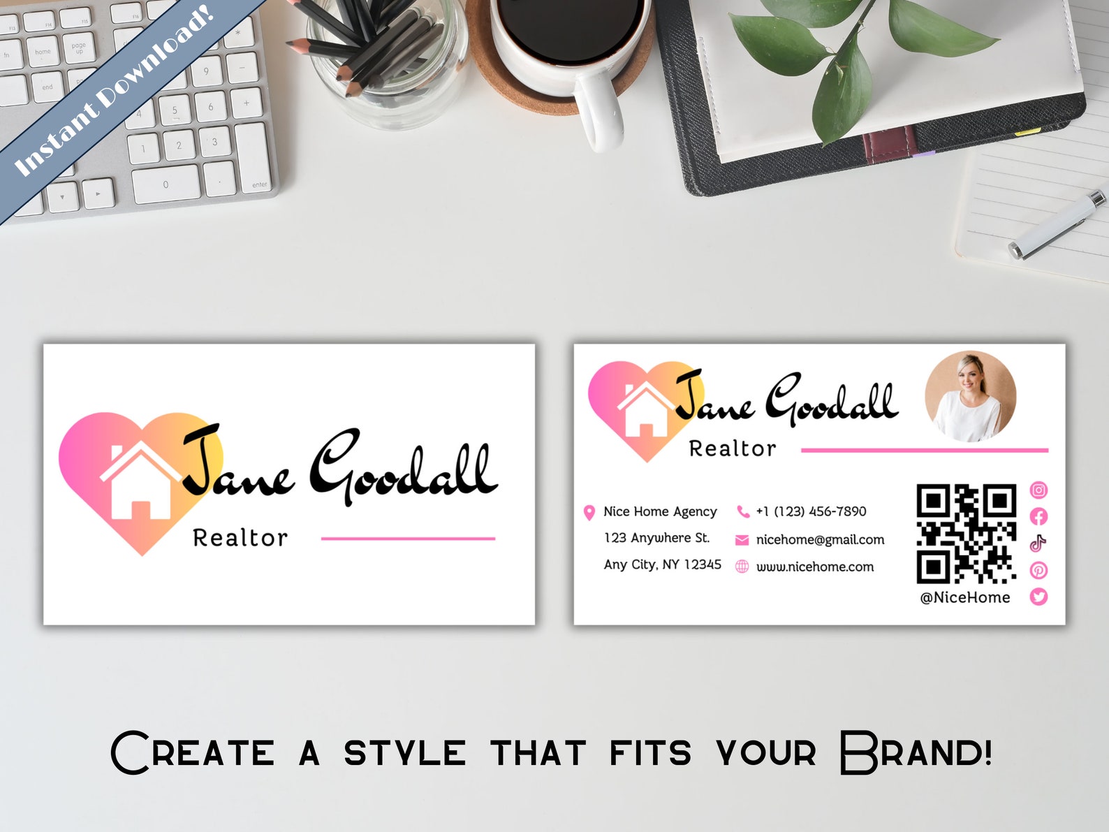 EDITABLE Real Estate Business Card Template, Printable and Digital ...