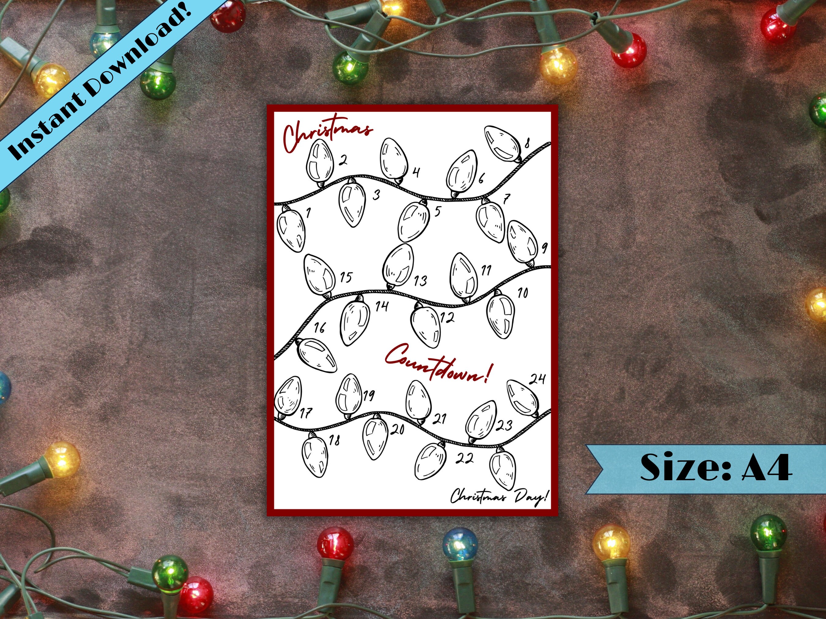 Printable Christmas Countdown Coloring Page Advent Calendar Christmas ...