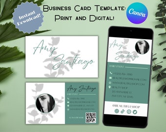 EDITIERBARE Salon-Visitenkartenvorlage, druckbares und digitales Kosmetiker-Branding, individuelles Marketing, sofortiger Download