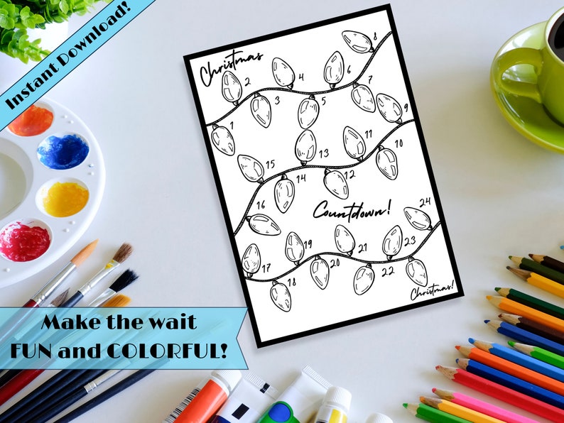 Printable Christmas Countdown Coloring Page Advent Calendar Christmas ...