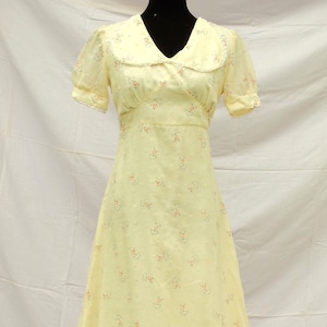Maxi abito da donna piccolo anni 1970, ballo vintage, boho, prateria, donna piccola e media, stile Gunne Sax, p