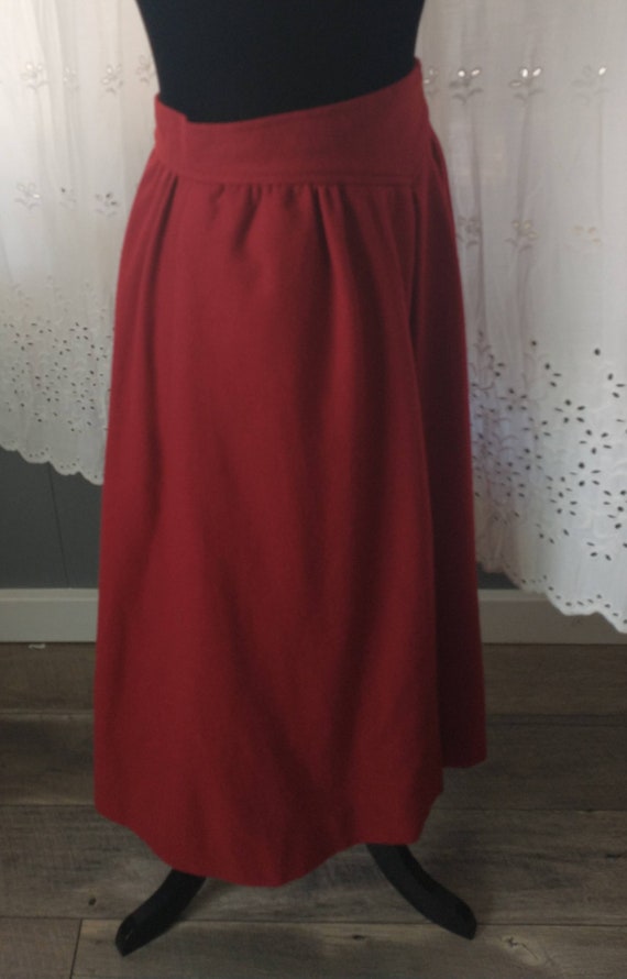 Maroon/red wool lined skirt, A line, basque waist… - image 6