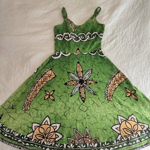 Fit and flare flannel sundress, green, floral, handmade, this dress would be warm with an undershirt or jacket.  small to medium
