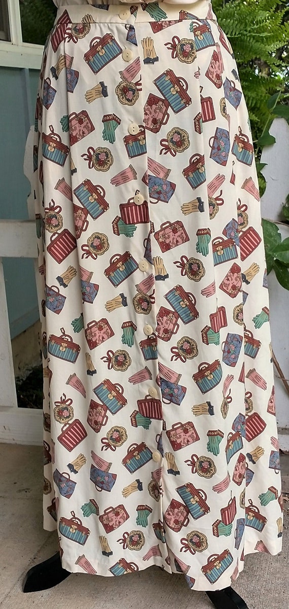 1990s Pendleton travel novelty print skirt, luggag