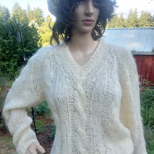 Vintage handknit Italian Tami v neck mohair, wool and nylon sweater. women&#39;s small to medium