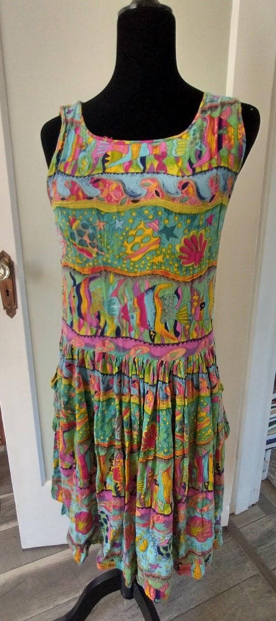 1990s Vintage rayon sundress, women's small, mosai