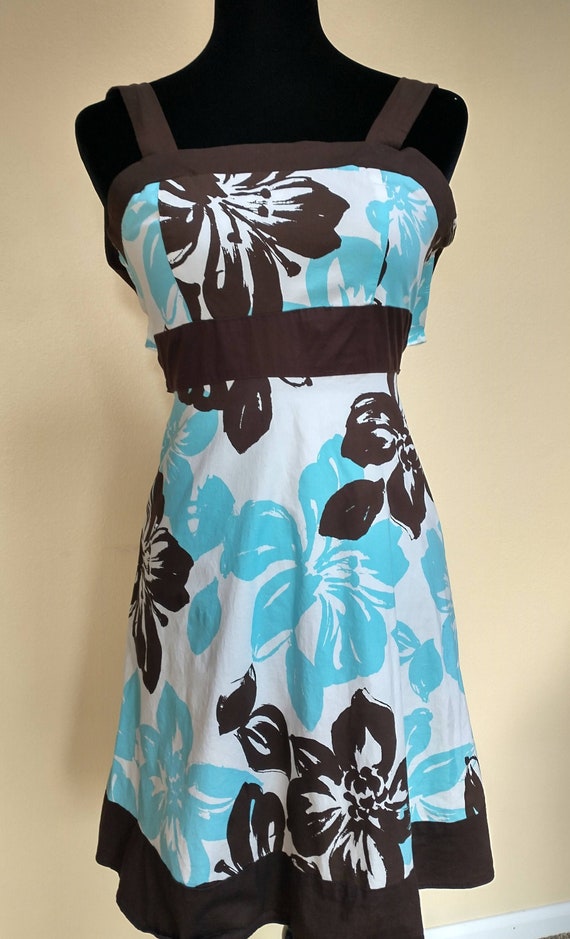 1970s floral sundress, women's extra small, blue,… - image 1