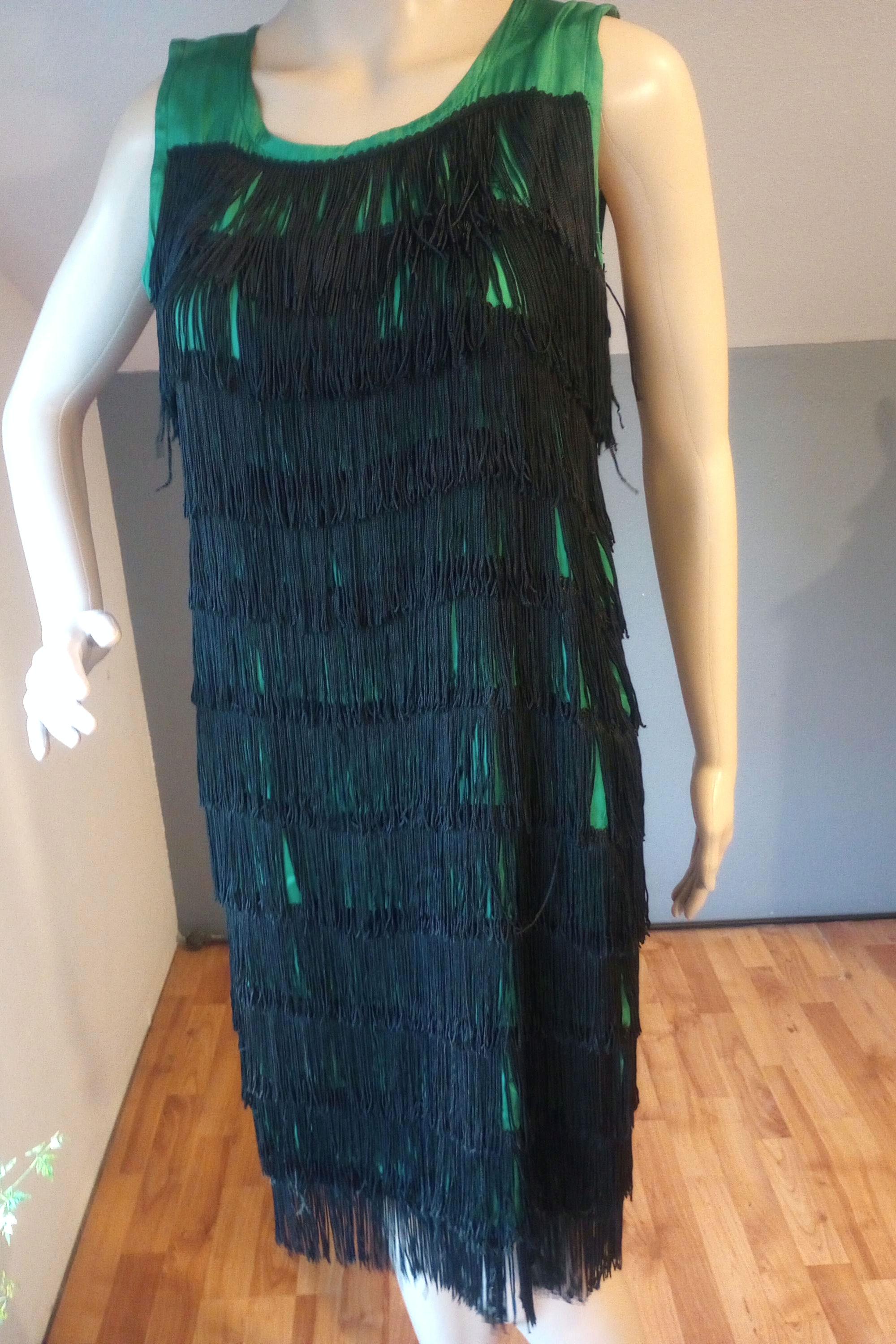 slim fit dress slacks 1920s Green Flapper Dress Evening Gown