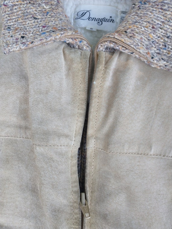 1970s suede collared cozy vest jacket, women's sm… - image 2