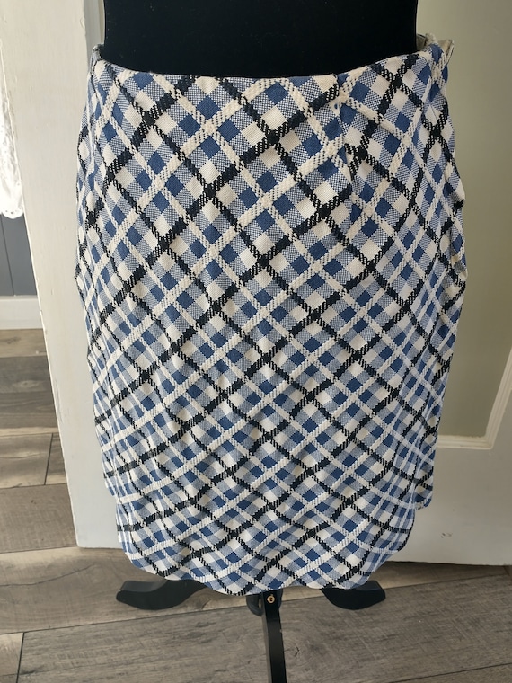 1960s/70s Blue and white checked cotton/poly weav… - image 1