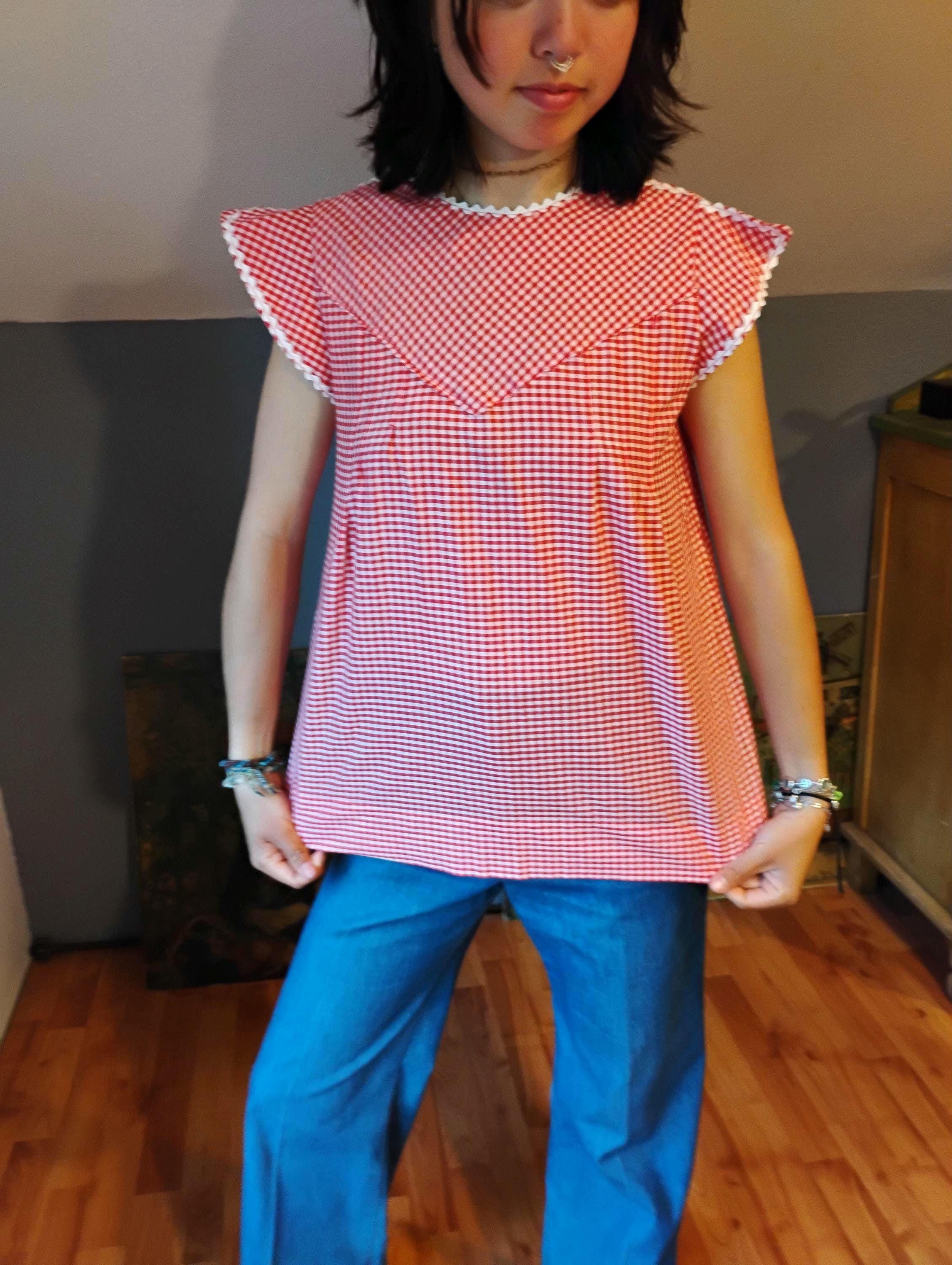 Red Gingham Blouse - Etsy Canada