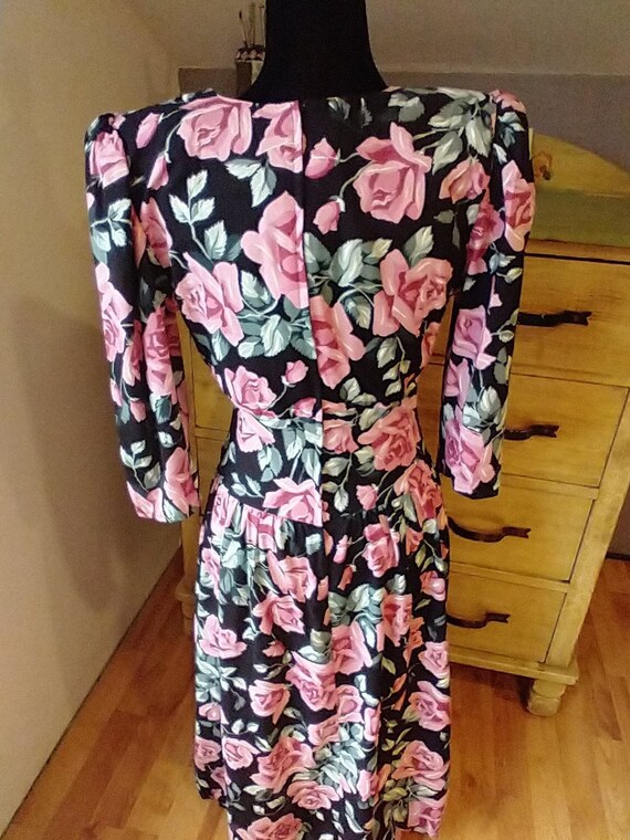 1980s/1990s floral grunge dress, cotton, pink ros… - image 5