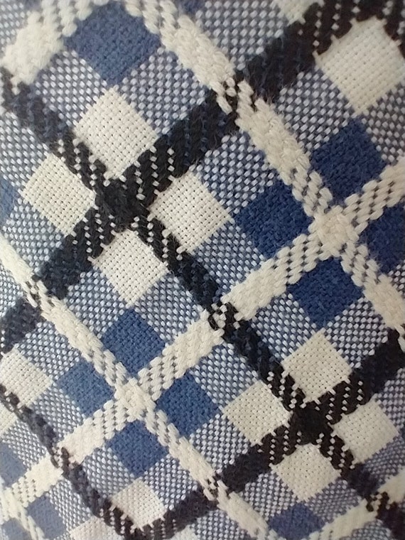 1960s/70s Blue and white checked cotton/poly weav… - image 5