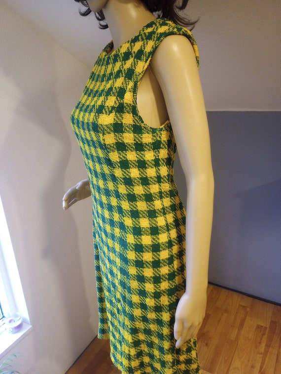 1960s Acrylic Jumper Dress Green and Yellow Check Pattern Women s Small Etsy UK