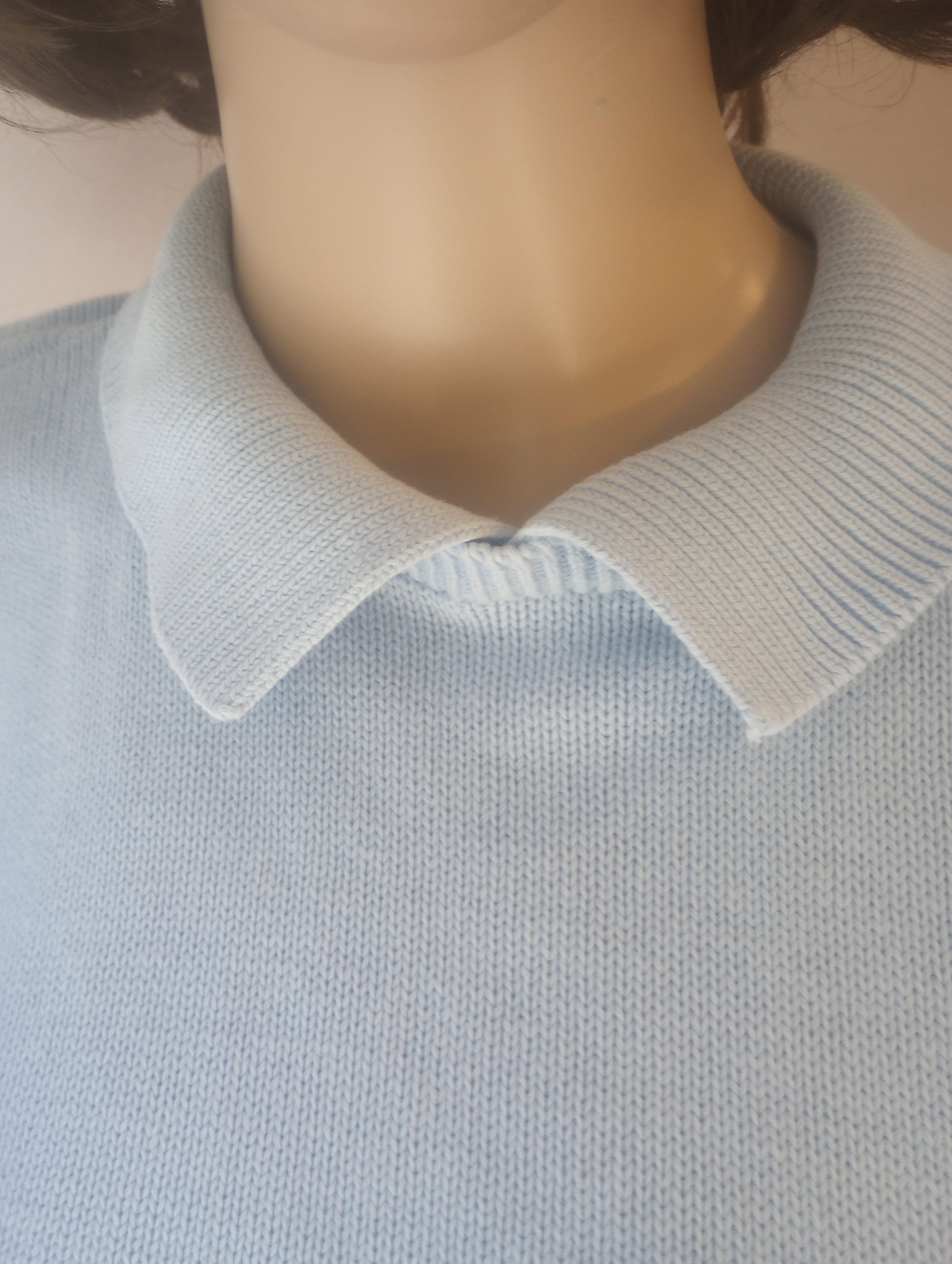 1980s Vintage Land's End Short Sleeve, Cotton, Blue Summer Sweater