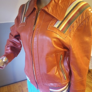 Blouson aviateur en cuir des années 1970, Hideout, Inc. California, étiquette 42, petit