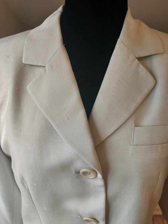 Pale shimmering green 1980s power suit - blazer a… - image 9