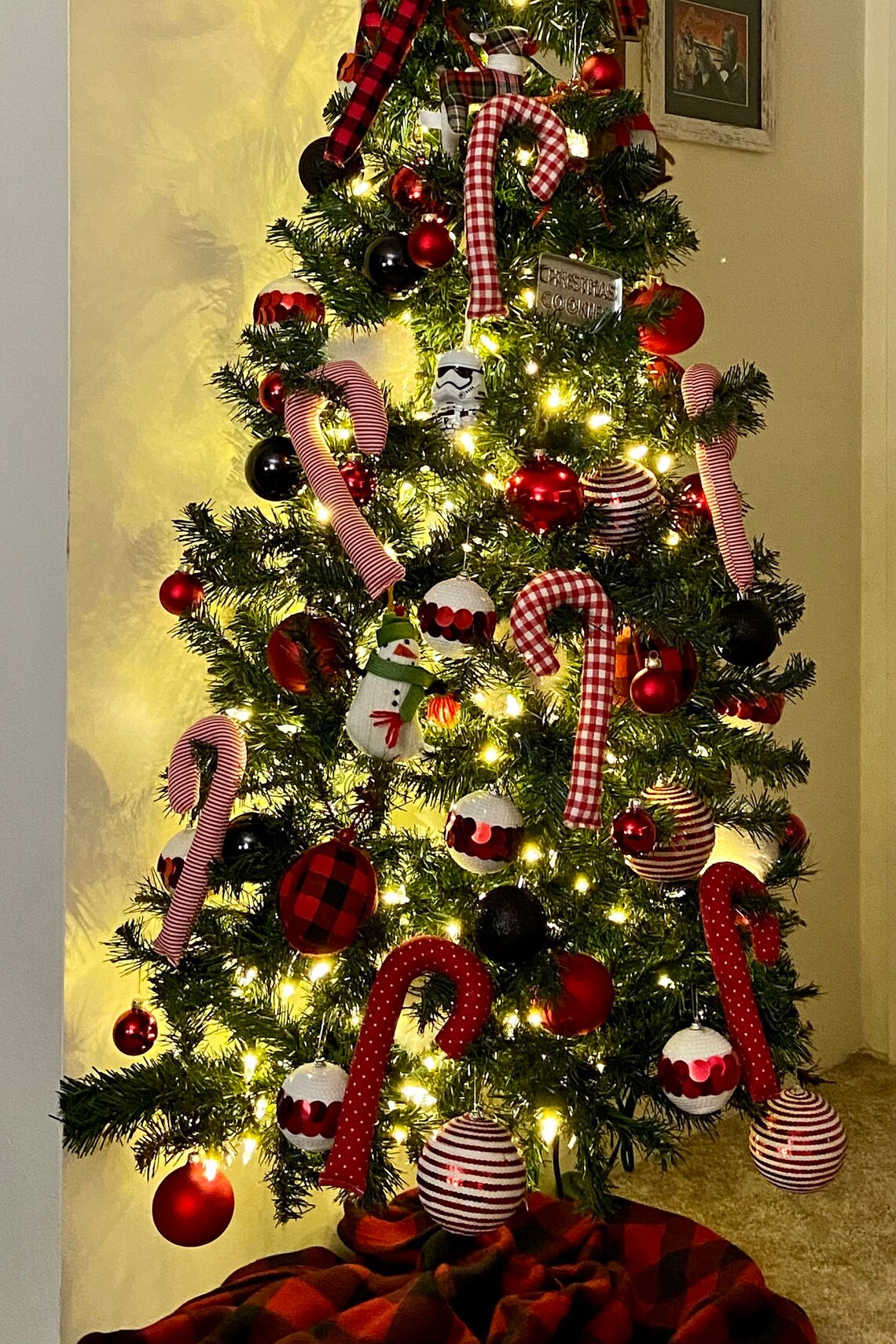 Stuffed Candy Canes Set of 3 Plush Candy Cane Ornaments Christmas