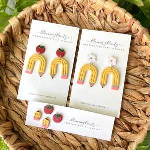 Teacher Pencil & Apple Earrings