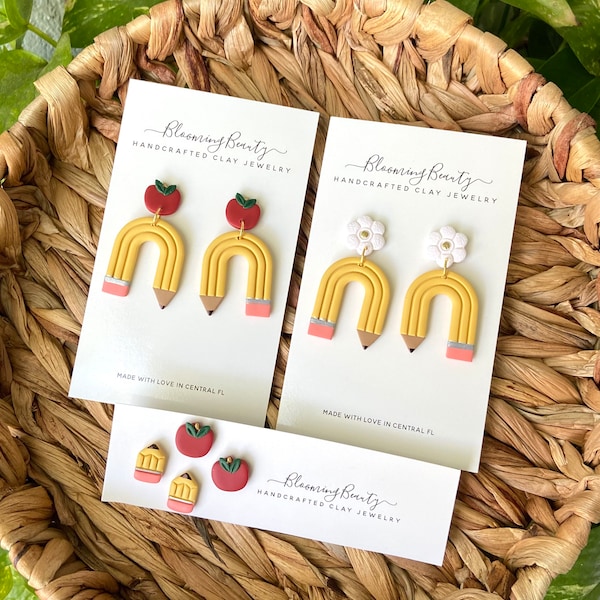 Teacher Pencil & Apple Earrings