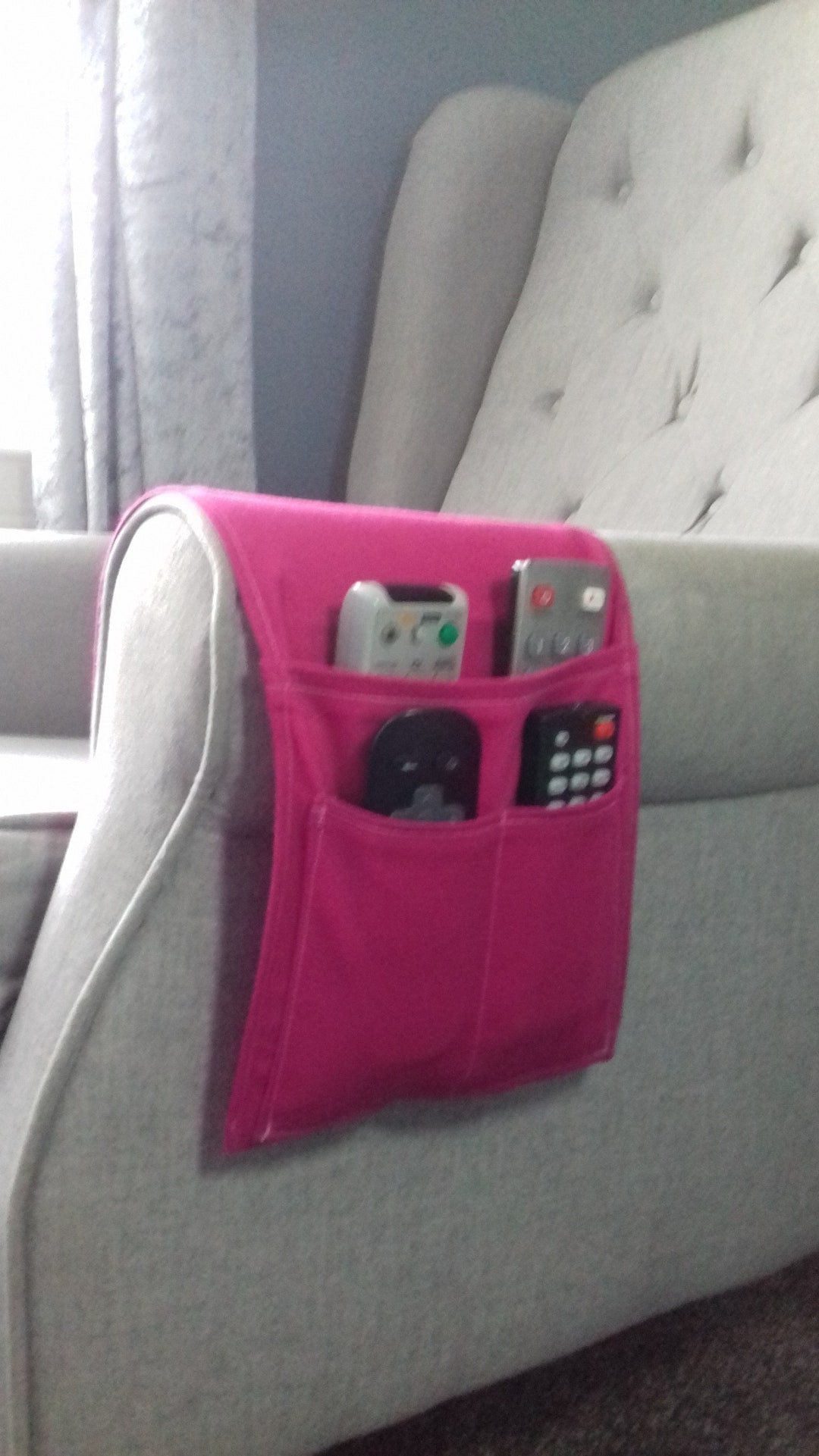 Remotes and Mobile Holder / Couch Pouch / Armrest Storage / Etsy