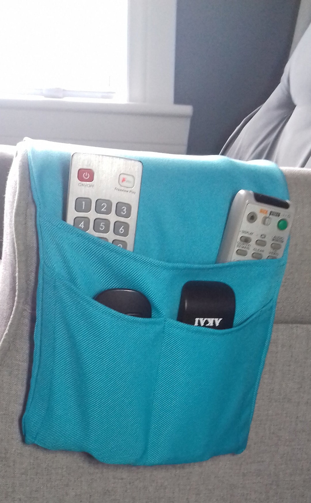 Turquoise Fabric Armchair Organiser / Chair Pouch / Bed Etsy