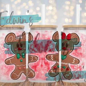 16 oz Glass Can Sublimation Design. Christmas Cartoon Character Design