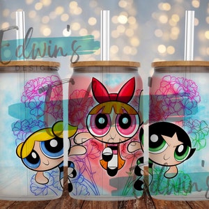 16 oz Glass Libbey. Cute 90's Cartoon Character Design.