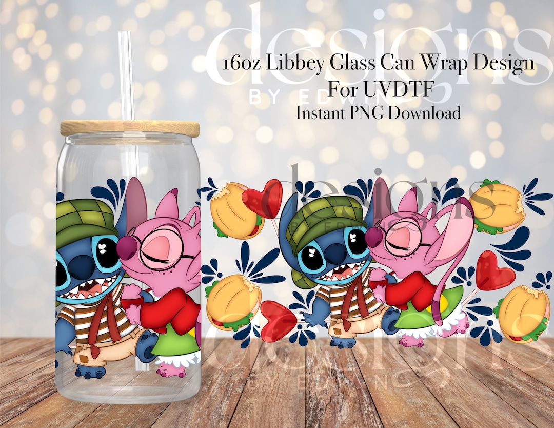 16 Oz Libbey Glass Can UVDTF Wrap Design. Cute Mexican Character Design ...