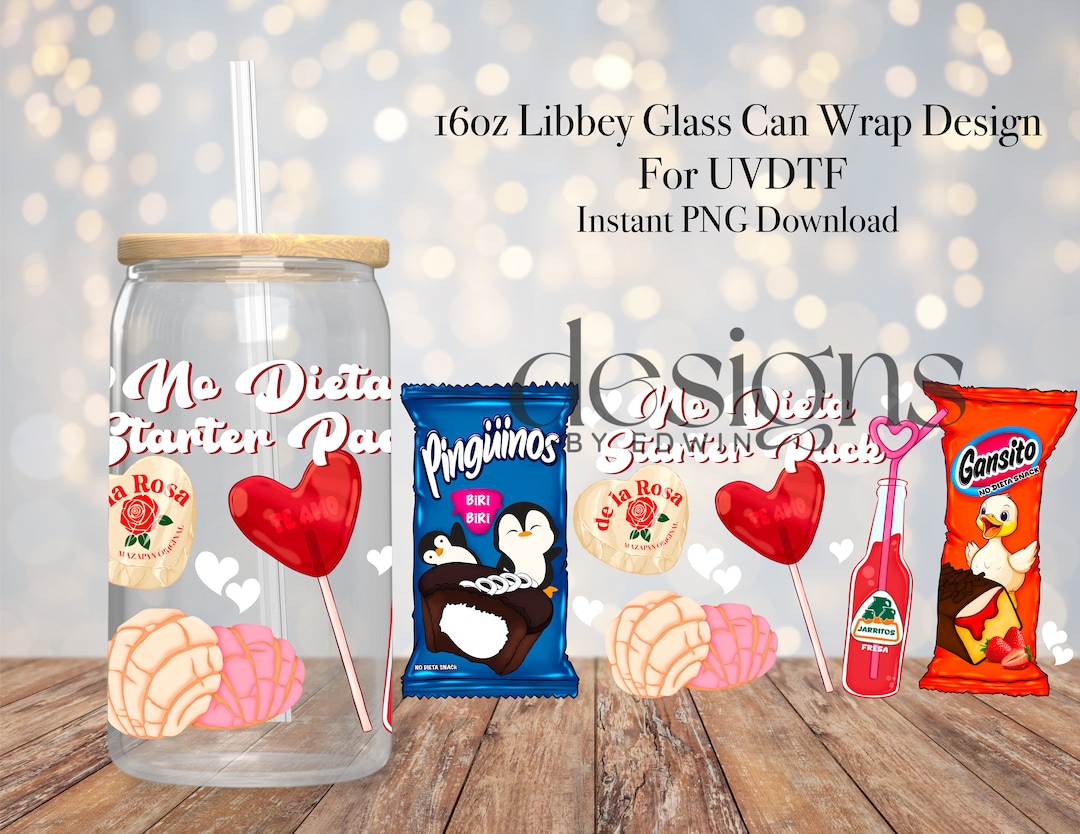 16 Oz Libbey Glass Can UVDTF Wrap Design. No Dieta Starter Pack. - Etsy