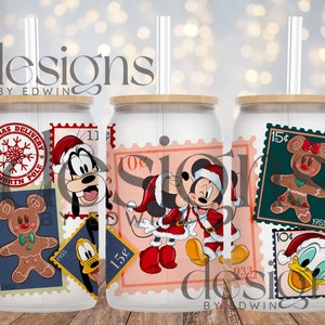 16 oz Libbey glazen blikje sublimatieontwerp. Kerst mail stripfiguur ontwerp