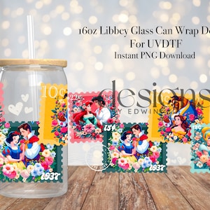 16 Unzen Libbey Glas Dose Sublimation Design. Frühlingsblumen Liebe Postkarten Design.