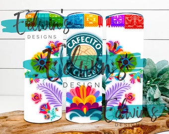 20 oz Straight Tumbler Sublimation Design. Cafecito Y Chisme Design