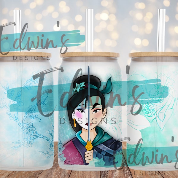 16 oz Glass Can Sublimation Design. Cartoon Character Design