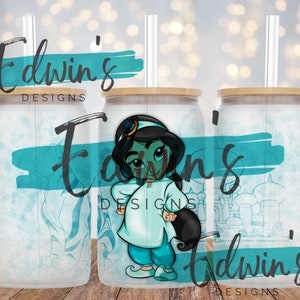 16 oz Glass Can Sublimation Design. Cartoon Character Design.