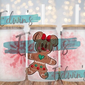 16 oz Glass Can Sublimation Design. Christmas Cartoon Character Design