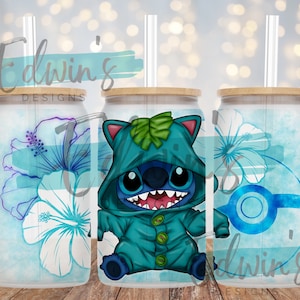 16 oz Glass Libbey. Cute 90's Cartoon Character Design.