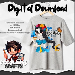 Cue Señora Era Character Shirt Design PNG Design. Digital Design Download