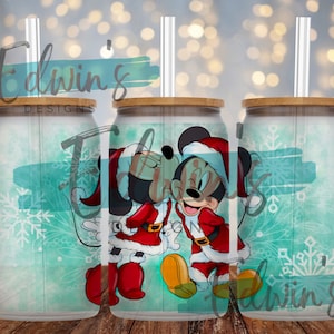 16 oz Glass Can Sublimation Design. Christmas Cartoon Character Design