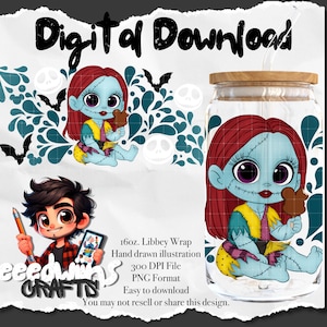 16 oz Libbey Glass Can UVDTF Wrap Design. Cute Talavera Popsicle Cartoon Character Design.